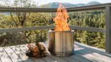 Solo outdoor fire pit on porch